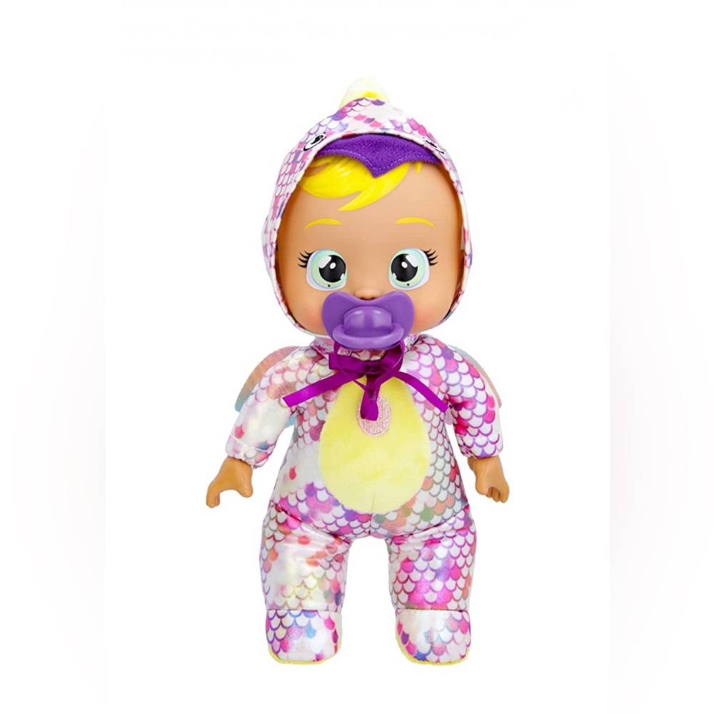 Cry Babies Tiny Cuddles Dinos Tilo - 9" Baby Dolls, Cries Real Tears, Dinosaur
